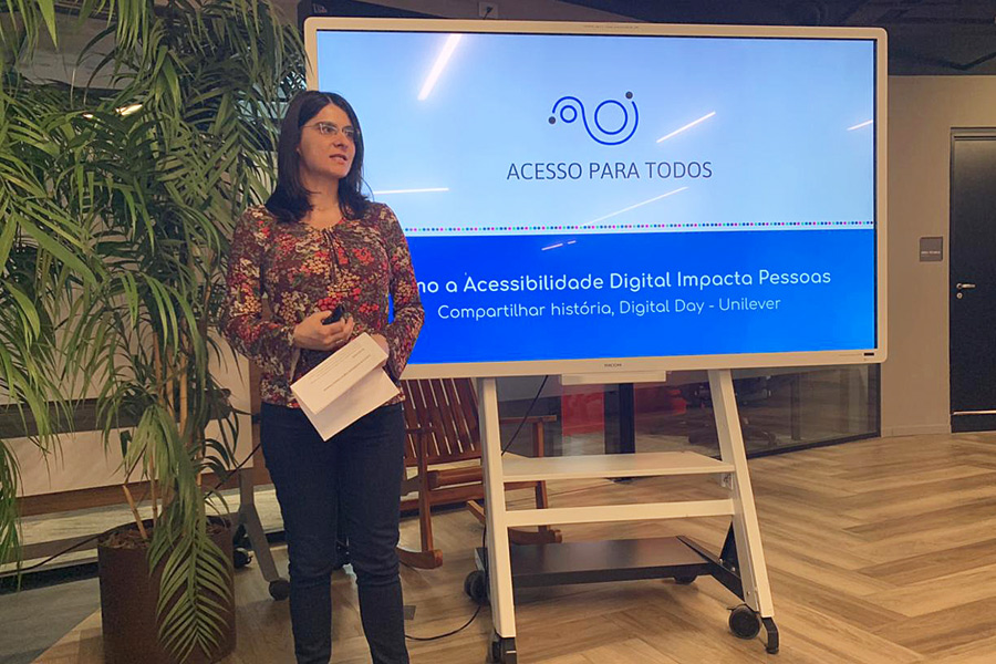 Detalhe da palestra feita para a equipe da Unilever no Digital Day em 2020. Segue descrição da foto.